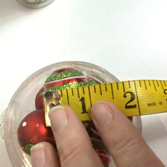 Pier 1 Imports Mini Glass Christmas Ornaments Round Red Green White Stripe New - Picture 5 of 5